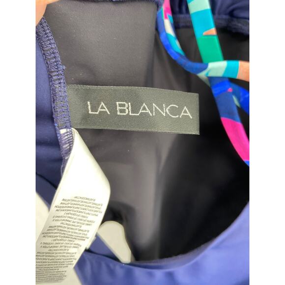 La Blanca Swimsuit Women's Sz 14 Island Goddess Blue V-neck Criss‎ Cross Straps - Picture 5 of 12